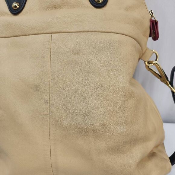 Emma Fox Carry All Fold Over Leather Shoulder Top Handle Boho Hobo Bag Tan - Picture 4 of 13